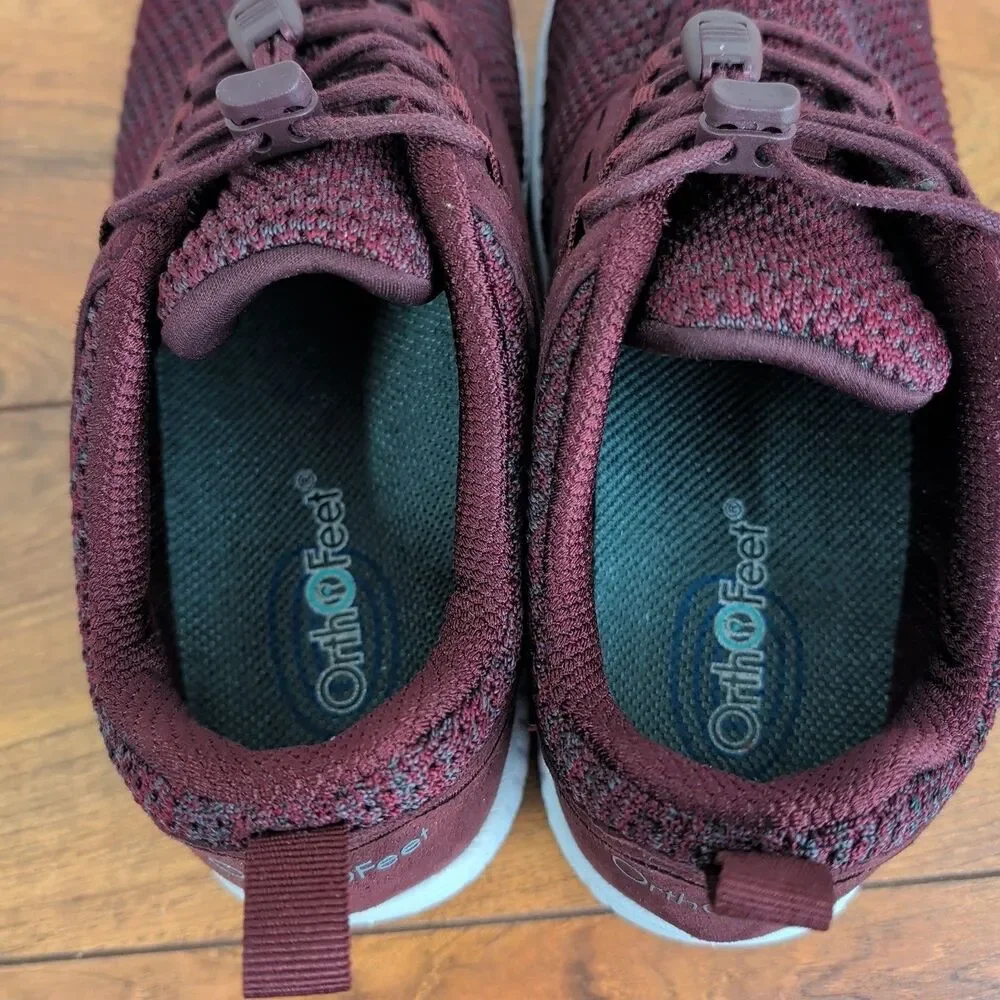 Orthofeet Sneaker Shoes Women's Size 9 2E X-Wide US Red Mesh Casual Comfort Walk